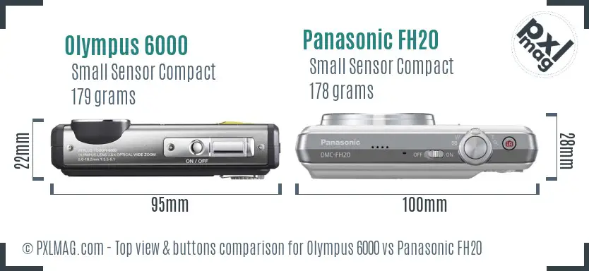 Olympus 6000 vs Panasonic FH20 top view buttons comparison
