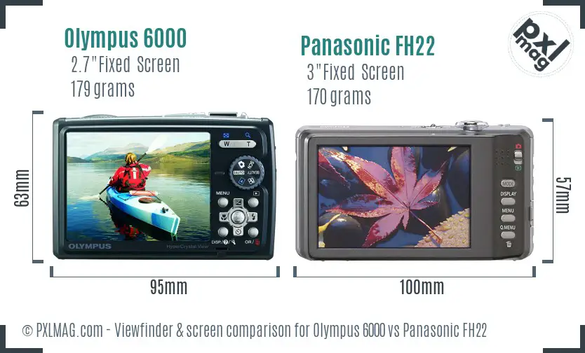 Olympus 6000 vs Panasonic FH22 Screen and Viewfinder comparison