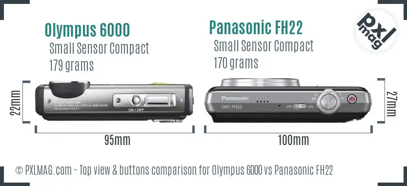 Olympus 6000 vs Panasonic FH22 top view buttons comparison