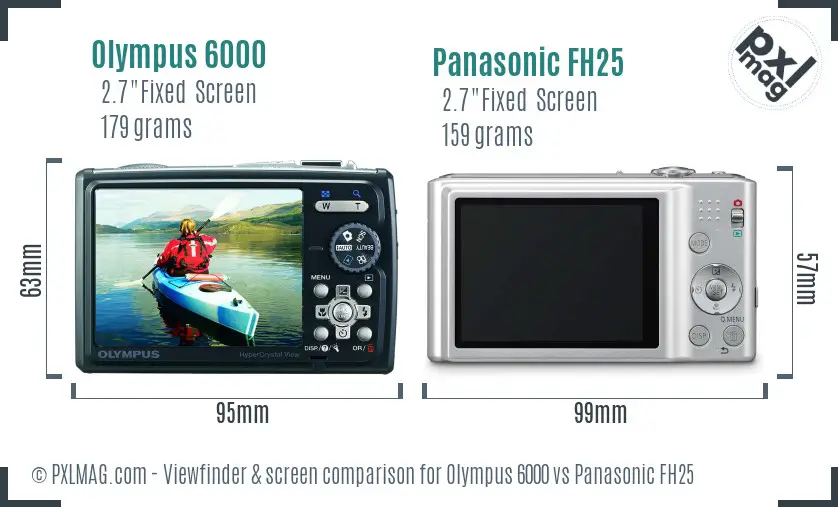 Olympus 6000 vs Panasonic FH25 Screen and Viewfinder comparison