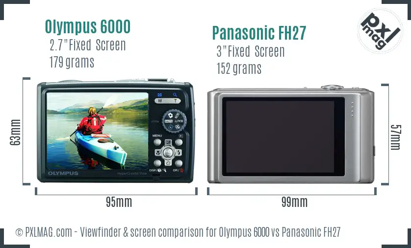 Olympus 6000 vs Panasonic FH27 Screen and Viewfinder comparison