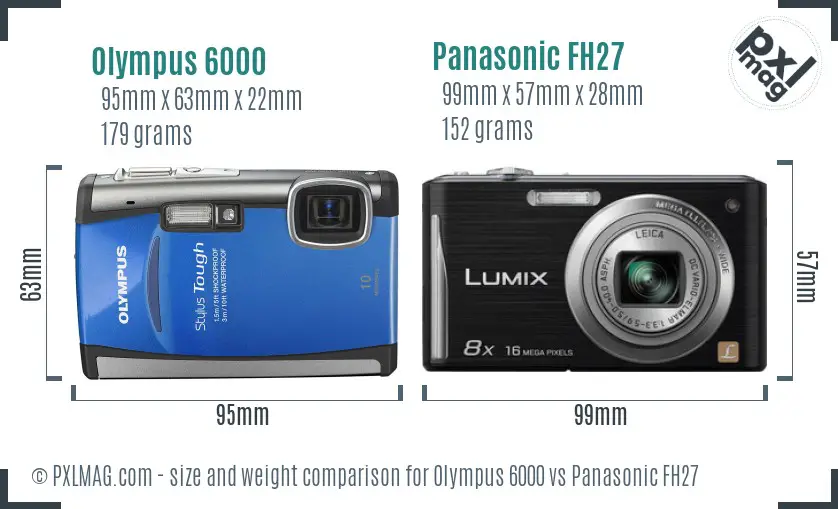 Olympus 6000 vs Panasonic FH27 size comparison