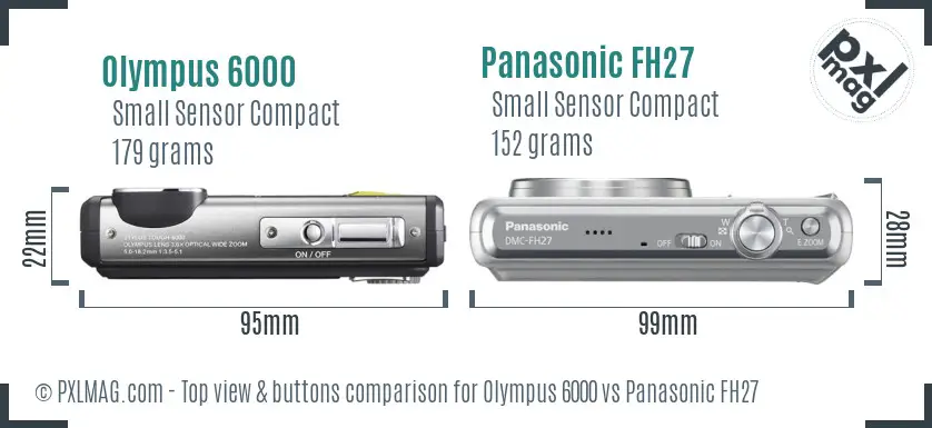 Olympus 6000 vs Panasonic FH27 top view buttons comparison
