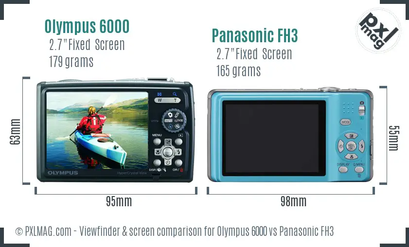 Olympus 6000 vs Panasonic FH3 Screen and Viewfinder comparison