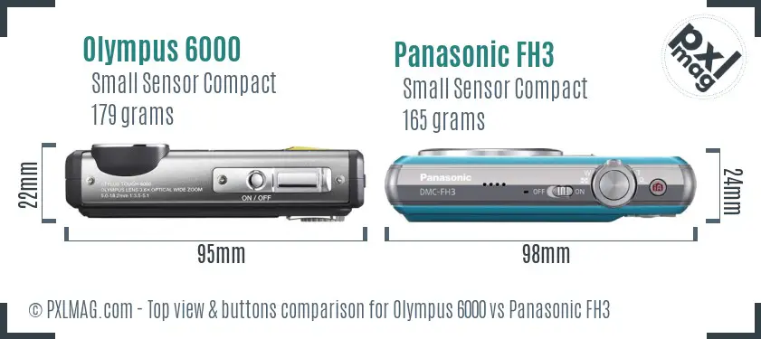 Olympus 6000 vs Panasonic FH3 top view buttons comparison