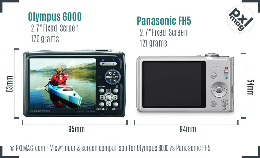 Olympus 6000 vs Panasonic FH5 Screen and Viewfinder comparison
