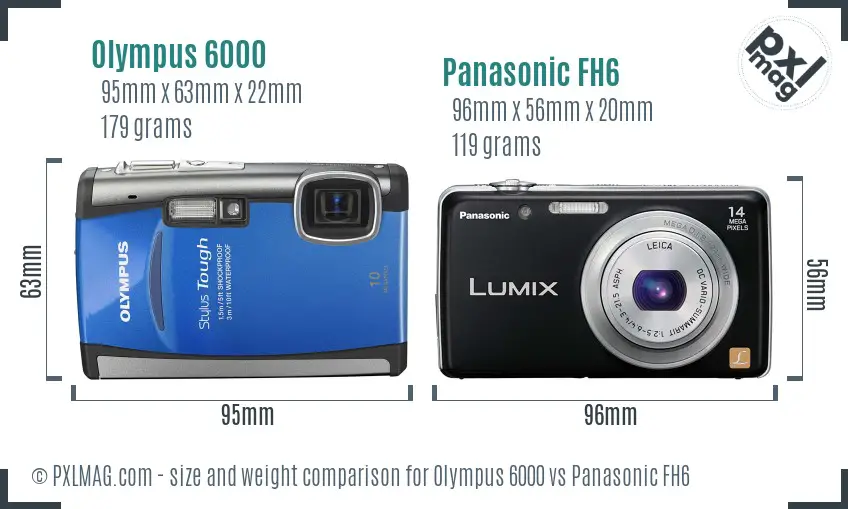 Olympus 6000 vs Panasonic FH6 size comparison