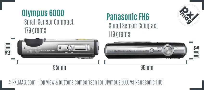 Olympus 6000 vs Panasonic FH6 top view buttons comparison