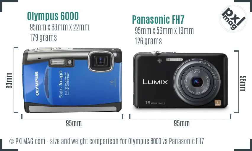 Olympus 6000 vs Panasonic FH7 size comparison
