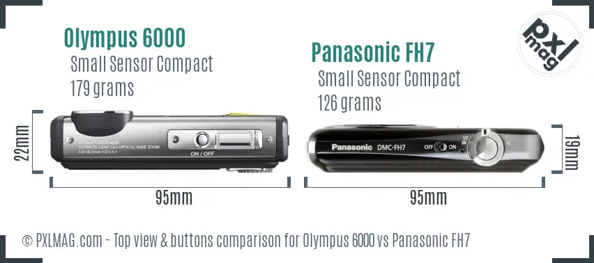 Olympus 6000 vs Panasonic FH7 top view buttons comparison