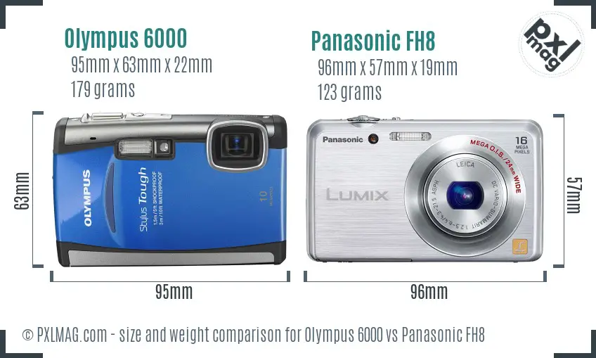 Olympus 6000 vs Panasonic FH8 size comparison