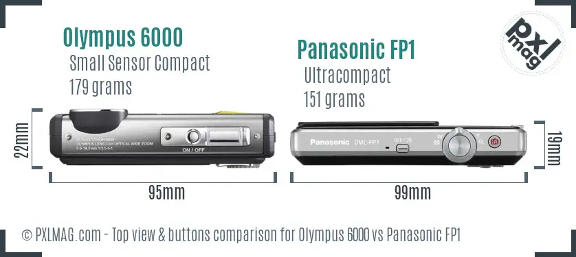 Olympus 6000 vs Panasonic FP1 top view buttons comparison