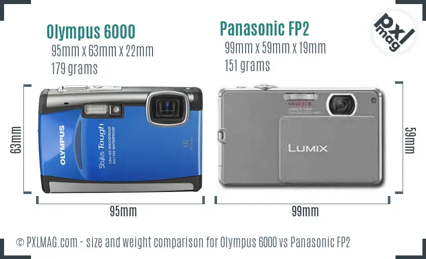 Olympus 6000 vs Panasonic FP2 size comparison