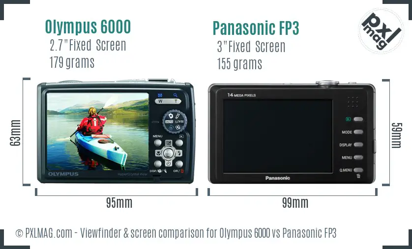Olympus 6000 vs Panasonic FP3 Screen and Viewfinder comparison
