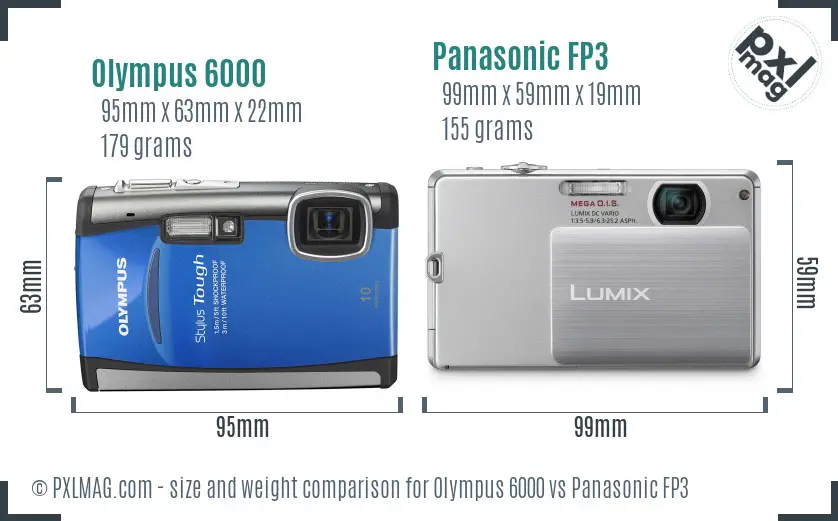 Olympus 6000 vs Panasonic FP3 size comparison
