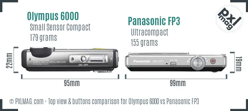 Olympus 6000 vs Panasonic FP3 top view buttons comparison