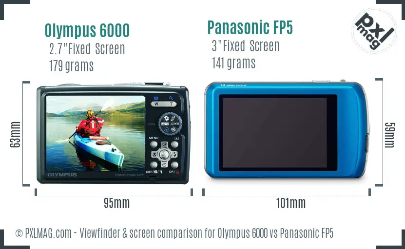 Olympus 6000 vs Panasonic FP5 Screen and Viewfinder comparison