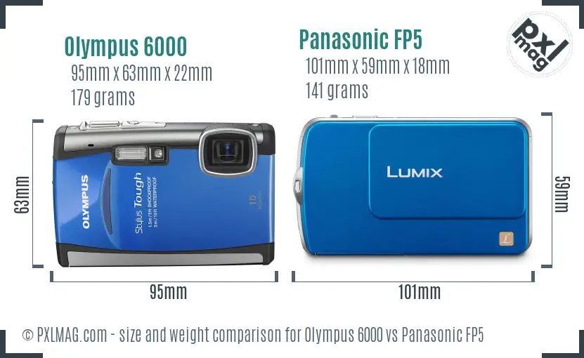 Olympus 6000 vs Panasonic FP5 size comparison