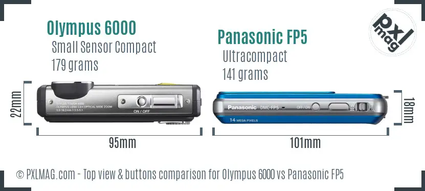 Olympus 6000 vs Panasonic FP5 top view buttons comparison