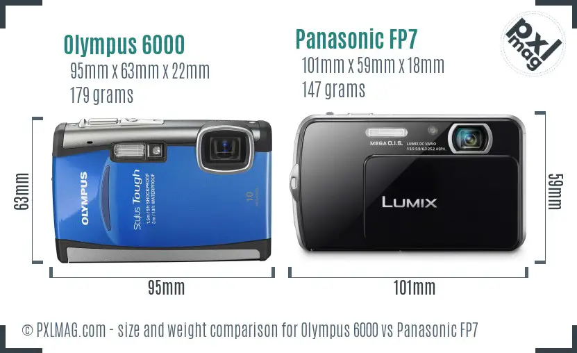 Olympus 6000 vs Panasonic FP7 size comparison