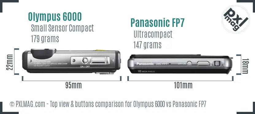 Olympus 6000 vs Panasonic FP7 top view buttons comparison