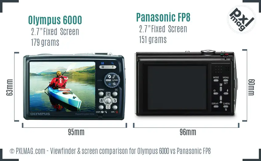 Olympus 6000 vs Panasonic FP8 Screen and Viewfinder comparison