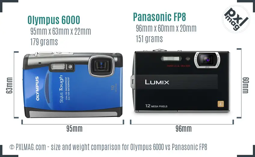 Olympus 6000 vs Panasonic FP8 size comparison