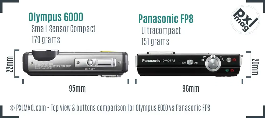 Olympus 6000 vs Panasonic FP8 top view buttons comparison