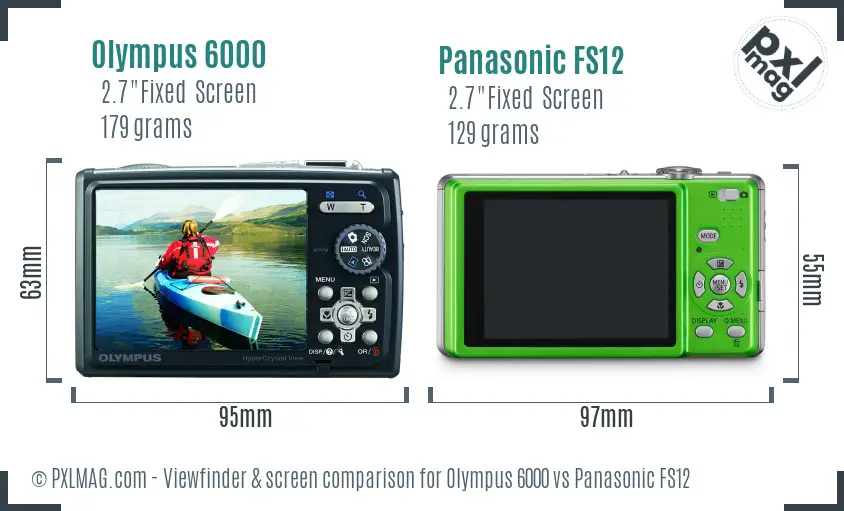 Olympus 6000 vs Panasonic FS12 Screen and Viewfinder comparison
