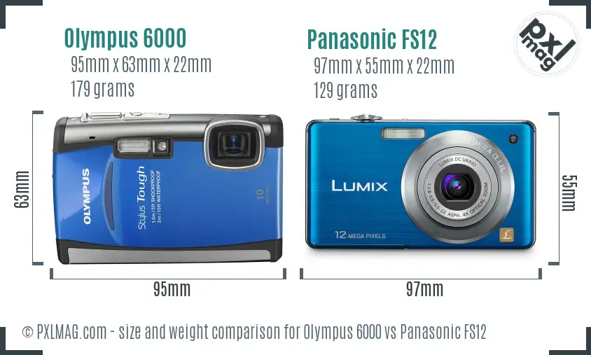 Olympus 6000 vs Panasonic FS12 size comparison