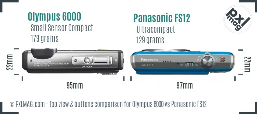Olympus 6000 vs Panasonic FS12 top view buttons comparison