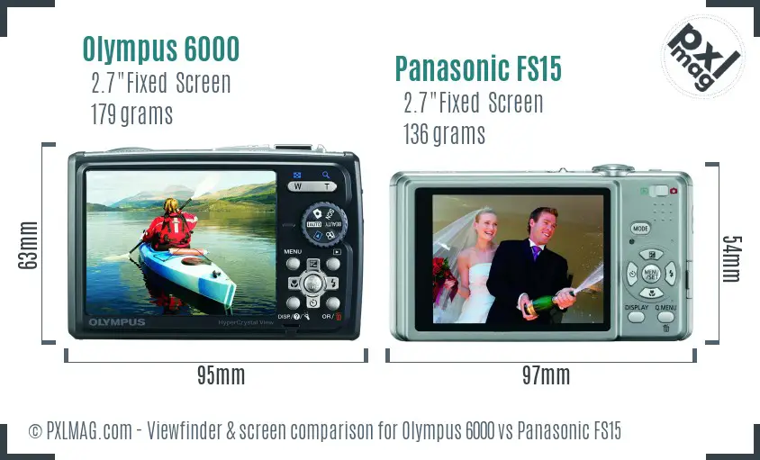 Olympus 6000 vs Panasonic FS15 Screen and Viewfinder comparison