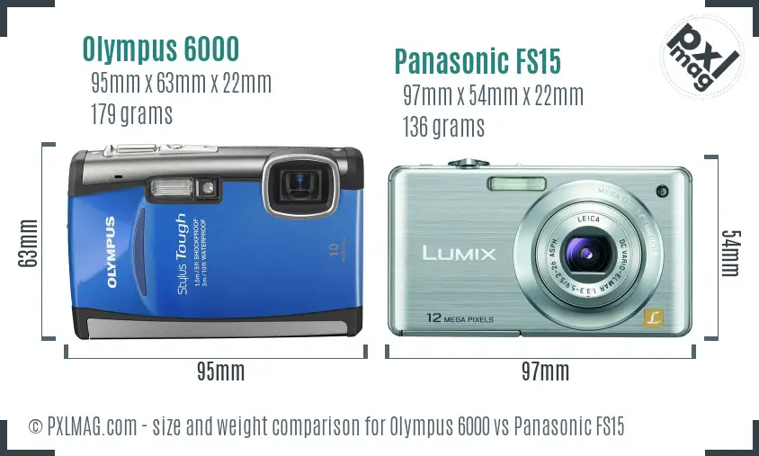 Olympus 6000 vs Panasonic FS15 size comparison