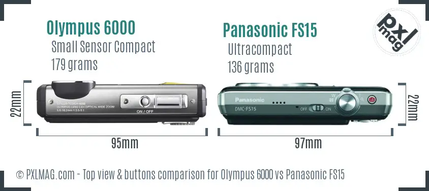 Olympus 6000 vs Panasonic FS15 top view buttons comparison