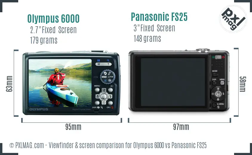 Olympus 6000 vs Panasonic FS25 Screen and Viewfinder comparison