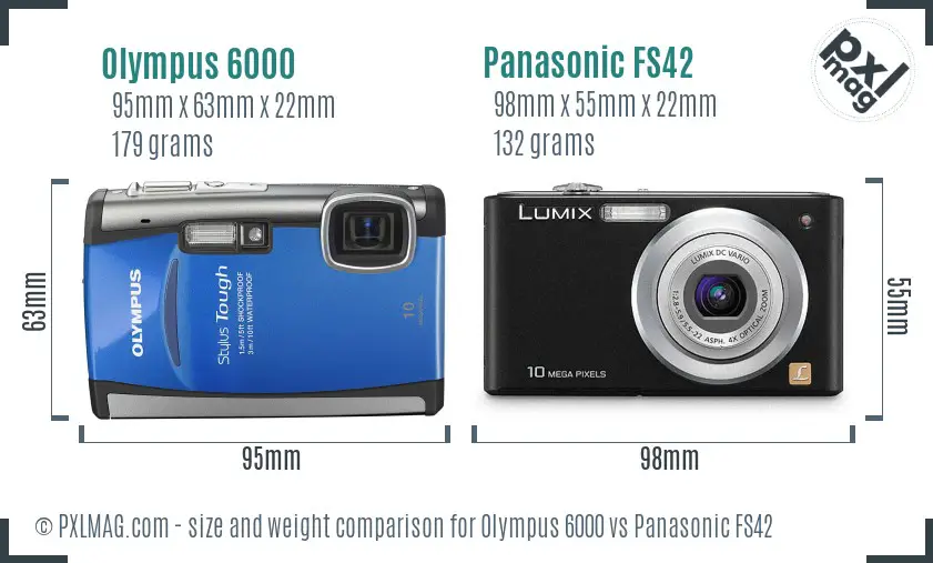 Olympus 6000 vs Panasonic FS42 size comparison