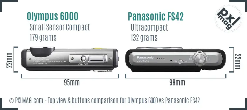 Olympus 6000 vs Panasonic FS42 top view buttons comparison