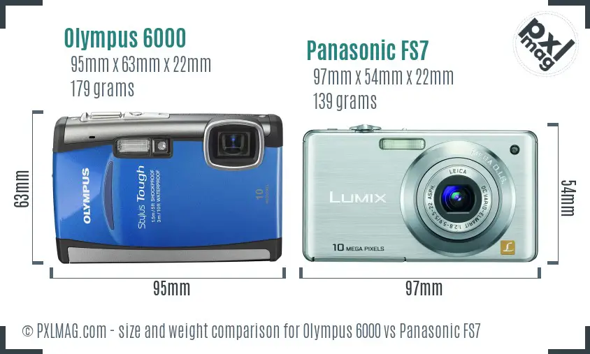 Olympus 6000 vs Panasonic FS7 size comparison