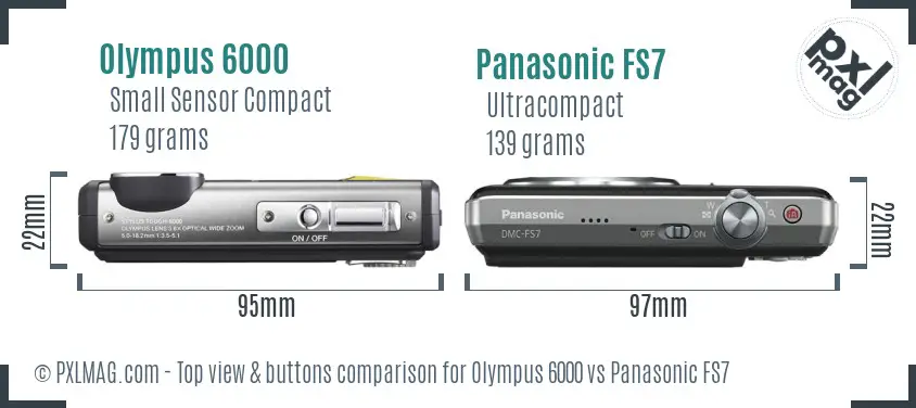 Olympus 6000 vs Panasonic FS7 top view buttons comparison