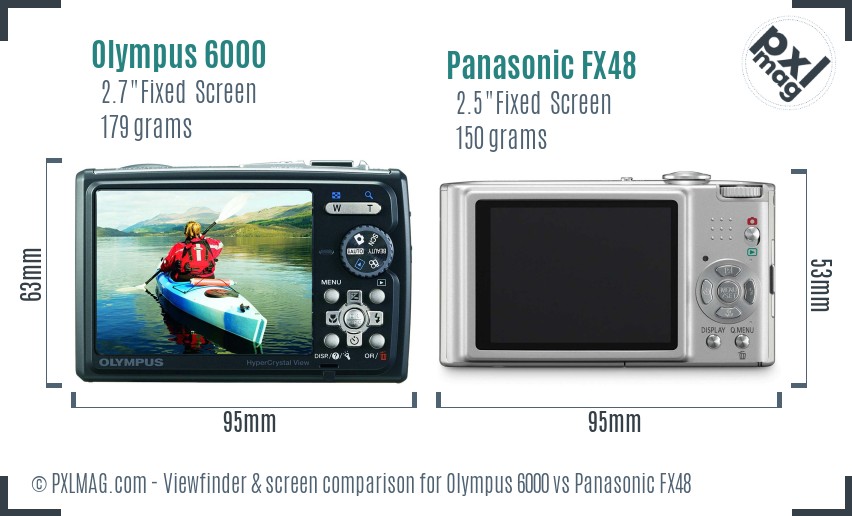 Olympus 6000 vs Panasonic FX48 Screen and Viewfinder comparison