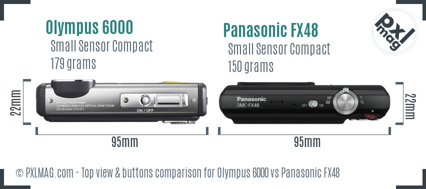 Olympus 6000 vs Panasonic FX48 top view buttons comparison