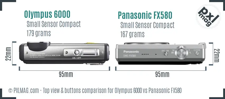 Olympus 6000 vs Panasonic FX580 top view buttons comparison