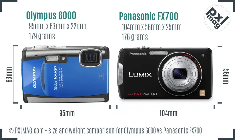 Olympus 6000 vs Panasonic FX700 size comparison Olympus 6000 vs Panasonic FX700 size comparison