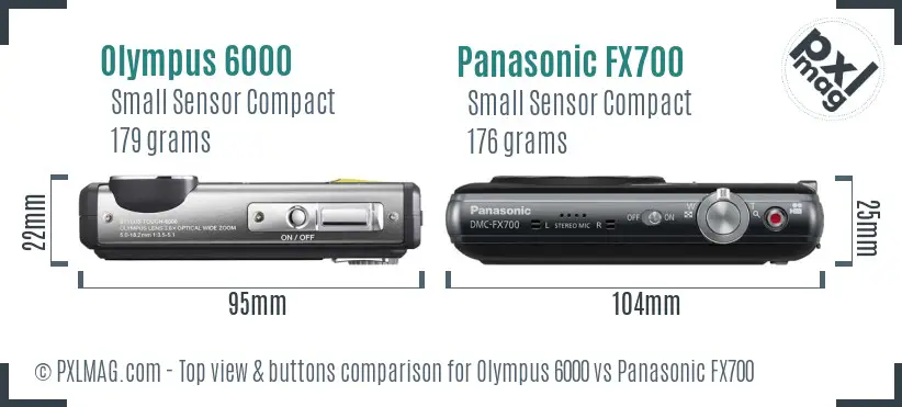 Olympus 6000 vs Panasonic FX700 top view buttons comparison Olympus 6000 vs Panasonic FX700 top view buttons comparison