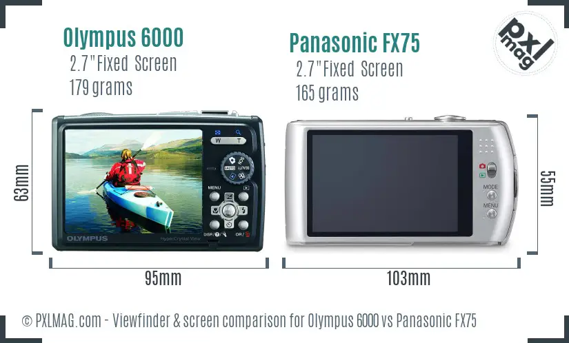 Olympus 6000 vs Panasonic FX75 Screen and Viewfinder comparison