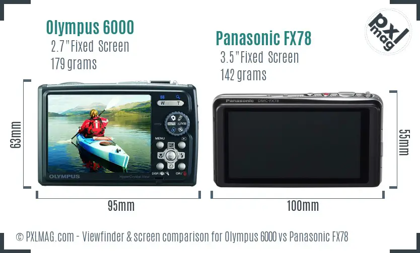 Olympus 6000 vs Panasonic FX78 Screen and Viewfinder comparison