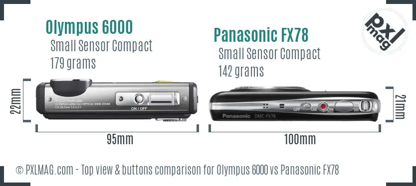 Olympus 6000 vs Panasonic FX78 top view buttons comparison