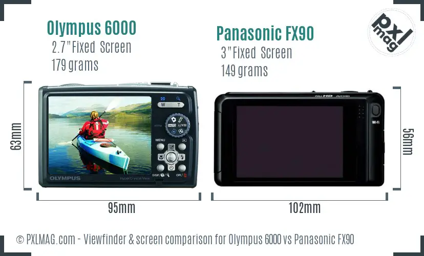 Olympus 6000 vs Panasonic FX90 Screen and Viewfinder comparison