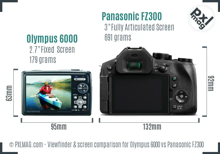 Olympus 6000 vs Panasonic FZ300 Screen and Viewfinder comparison