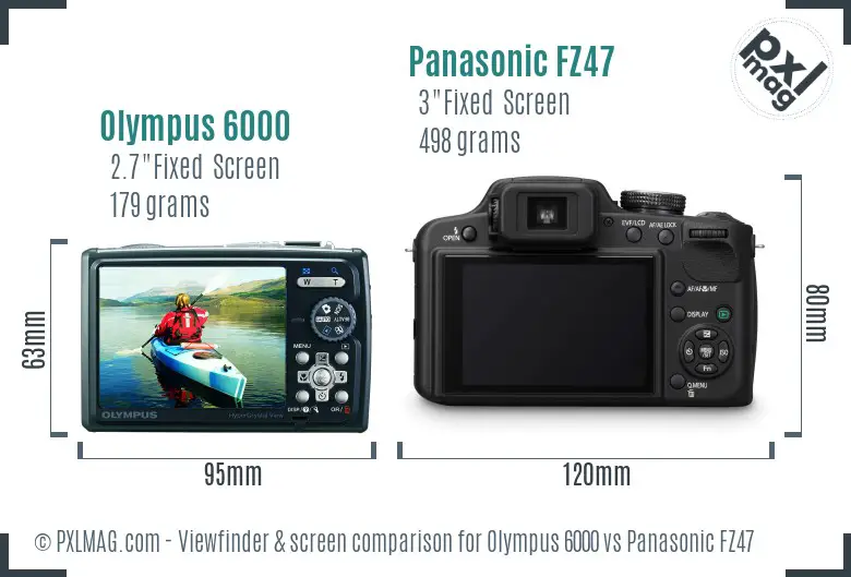 Olympus 6000 vs Panasonic FZ47 Screen and Viewfinder comparison